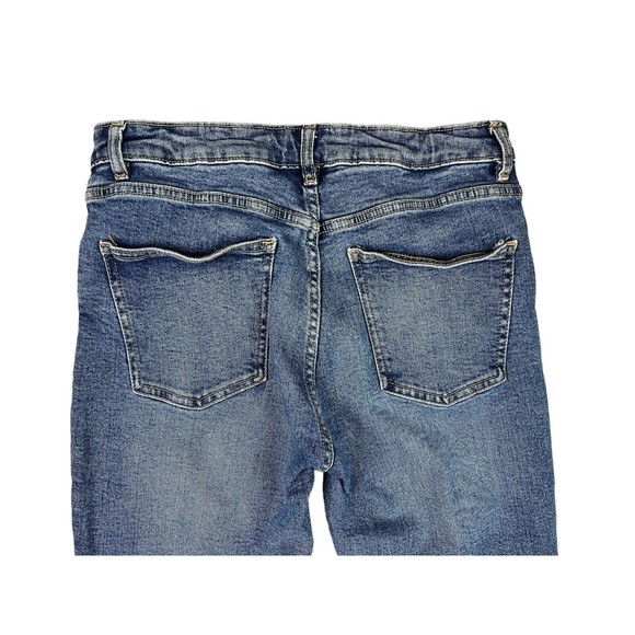 Zara Women's High-Rise Cropped Straight Leg Zip Fly Jeans w Raw Hem - Size US 8 - Picture 4 of 8